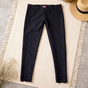 Johnny‎ Was XS Ayla Black Legging Pants Eyelet Lace Scalloped Hem
